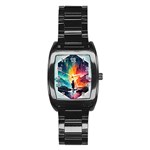 Starry Night Wanderlust: A Whimsical Adventure Stainless Steel Barrel Watch Front