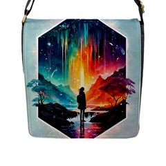 Starry Night Wanderlust: A Whimsical Adventure Flap Closure Messenger Bag (l) by stine1