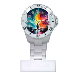 Starry Night Wanderlust: A Whimsical Adventure Plastic Nurses Watch by stine1