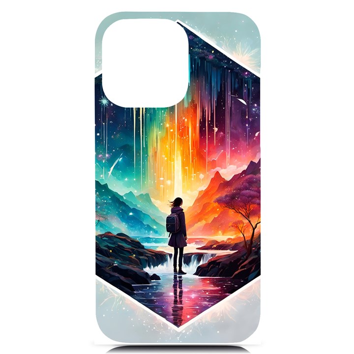 Starry Night Wanderlust: A Whimsical Adventure iPhone 14 Pro Max Black UV Print Case