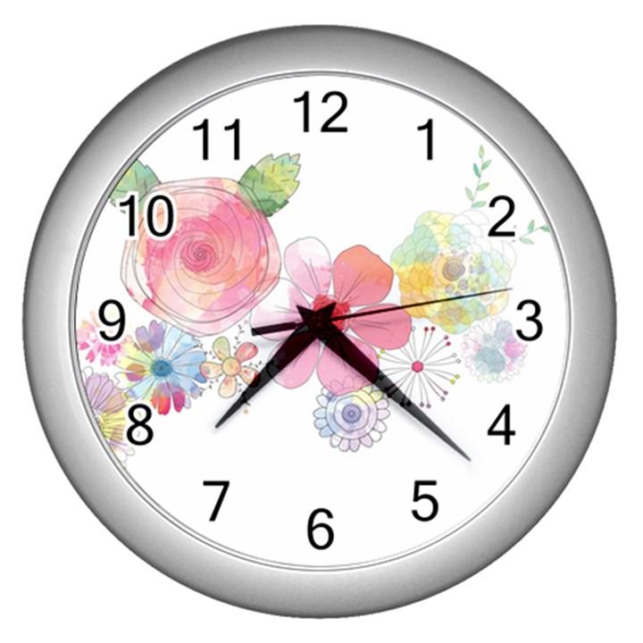 Flower-2342706 Wall Clock (Silver)