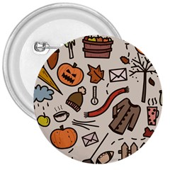 Halloween Doodle Autumn Pumpkin 3  Buttons by Bedest