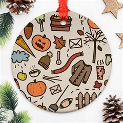 Halloween Doodle Autumn Pumpkin Ornament (round) by Bedest