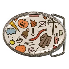 Halloween Doodle Autumn Pumpkin Belt Buckles by Bedest