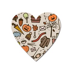 Halloween Doodle Autumn Pumpkin Heart Magnet by Bedest