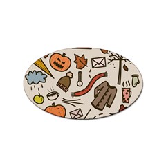 Halloween Doodle Autumn Pumpkin Sticker Oval (10 Pack) by Bedest