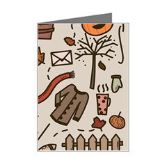 Halloween Doodle Autumn Pumpkin Mini Greeting Card by Bedest