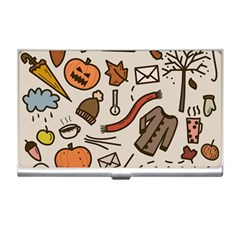 Halloween Doodle Autumn Pumpkin Business Card Holder by Bedest