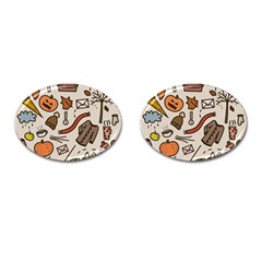 Halloween Doodle Autumn Pumpkin Cufflinks (oval) by Bedest