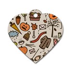 Halloween Doodle Autumn Pumpkin Dog Tag Heart (One Side) Front