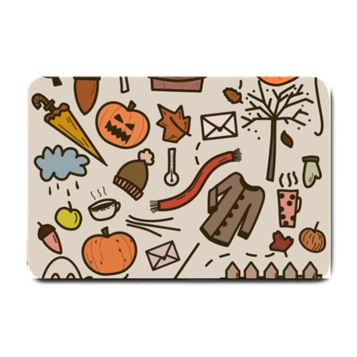 Halloween Doodle Autumn Pumpkin Small Doormat