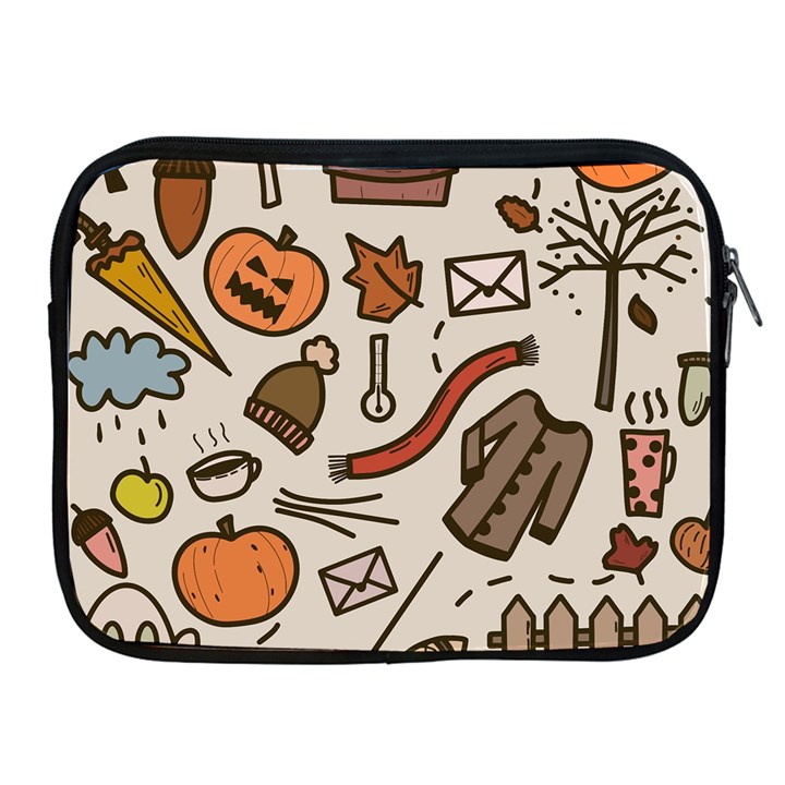 Halloween Doodle Autumn Pumpkin Apple iPad 2/3/4 Zipper Cases