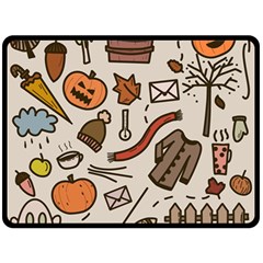 Halloween Doodle Autumn Pumpkin Two Sides Fleece Blanket (large) by Bedest