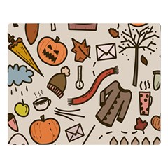 Halloween Doodle Autumn Pumpkin Premium Plush Fleece Blanket (large) by Bedest