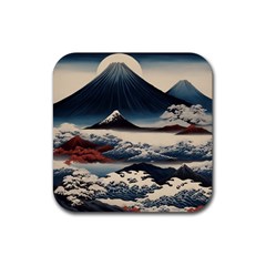 Hokusai Moutains Japan Rubber Coaster (square) by Bedest