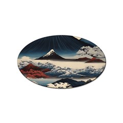 Hokusai Moutains Japan Sticker (oval)