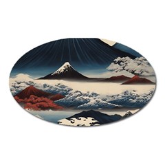 Hokusai Moutains Japan Oval Magnet by Bedest