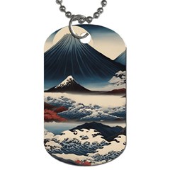 Hokusai Moutains Japan Dog Tag (one Side) by Bedest