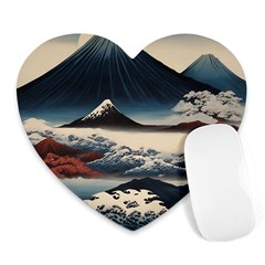 Hokusai Moutains Japan Heart Mousepad by Bedest