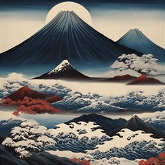 Hokusai Moutains Japan Play Mat (square) by Bedest