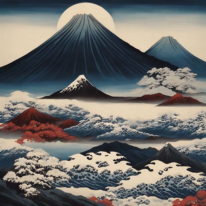 Hokusai Moutains Japan Play Mat (Square)