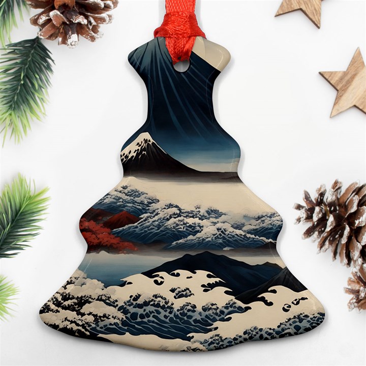 Hokusai Moutains Japan Christmas Tree Ornament (Two Sides)