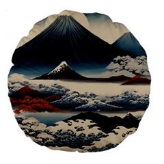 Hokusai Moutains Japan Large 18  Premium Round Cushions by Bedest