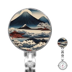 Hokusai Moutains Japan Stainless Steel Nurses Watch by Bedest