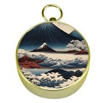 Hokusai Moutains Japan Gold Compasses Front