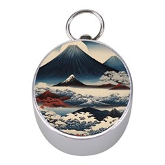 Hokusai Moutains Japan Mini Silver Compasses by Bedest