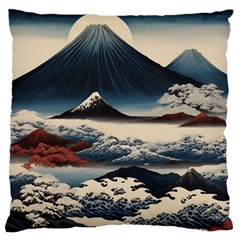 Hokusai Moutains Japan Large Premium Plush Fleece Cushion Case (one Side) by Bedest