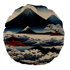 Hokusai Moutains Japan Large 18  Premium Flano Round Cushions by Bedest