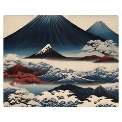 Hokusai Moutains Japan Two Sides Premium Plush Fleece Blanket (teen Size) by Bedest