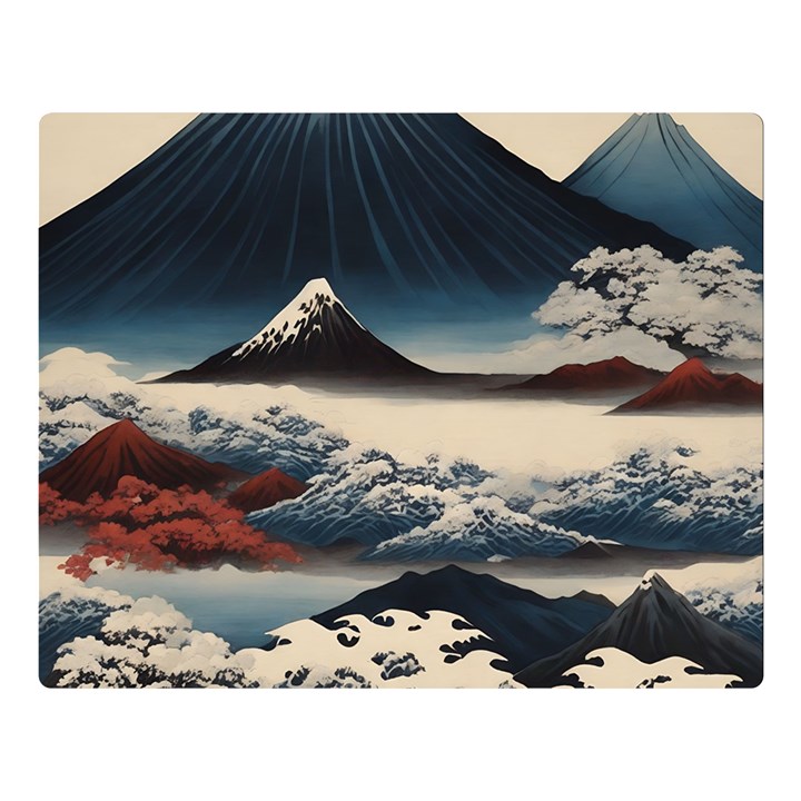 Hokusai Moutains Japan Premium Plush Fleece Blanket (Large)