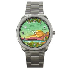 Painting Colors Box Green Sport Metal Watch by Bedest