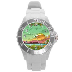 Painting Colors Box Green Round Plastic Sport Watch (l) by Bedest