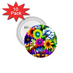 Flower Vase Flower Collage Pop Art 1 75  Buttons (10 Pack) by Bedest