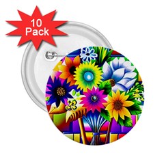 Flower Vase Flower Collage Pop Art 2 25  Buttons (10 Pack)  by Bedest