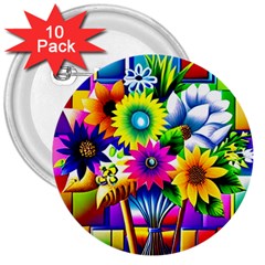 Flower Vase Flower Collage Pop Art 3  Buttons (10 Pack)  by Bedest