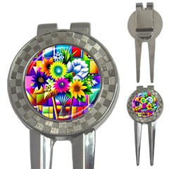 Flower Vase Flower Collage Pop Art 3-in-1 Golf Divots by Bedest