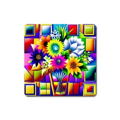 Flower Vase Flower Collage Pop Art Square Magnet by Bedest