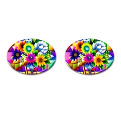 Flower Vase Flower Collage Pop Art Cufflinks (oval) by Bedest