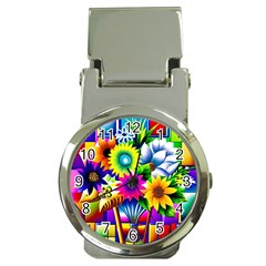 Flower Vase Flower Collage Pop Art Money Clip Watches by Bedest