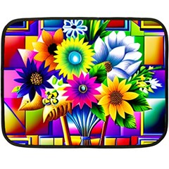 Flower Vase Flower Collage Pop Art Two Sides Fleece Blanket (mini) by Bedest