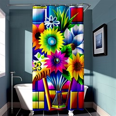 Flower Vase Flower Collage Pop Art Shower Curtain 36  X 72  (stall)  by Bedest