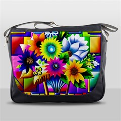 Flower Vase Flower Collage Pop Art Messenger Bag by Bedest