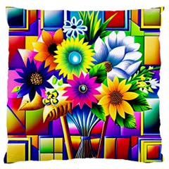 Flower Vase Flower Collage Pop Art Large Cushion Case (two Sides) by Bedest