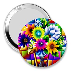 Flower Vase Flower Collage Pop Art 3  Handbag Mirrors by Bedest