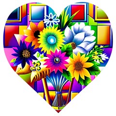 Flower Vase Flower Collage Pop Art Wooden Puzzle Heart