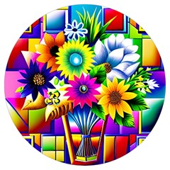 Flower Vase Flower Collage Pop Art Round Trivet by Bedest